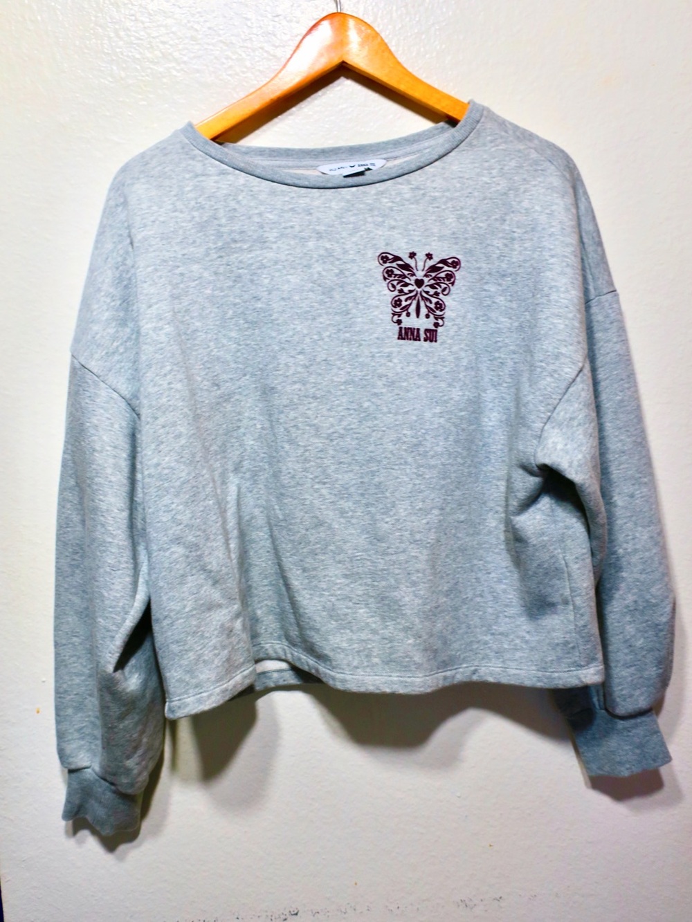 Anna Sui x Old Navy Gray Butterfly Logo Loose Fit Sweatshirt Medium